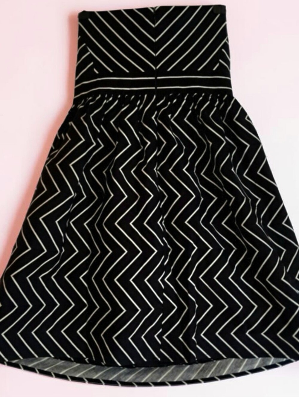 Nadia Nour For Anthropologie Mini Dress Sz 6 Black/White Chevron 100% Cotton